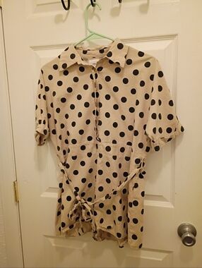 Polka Dot Button-Up Dress